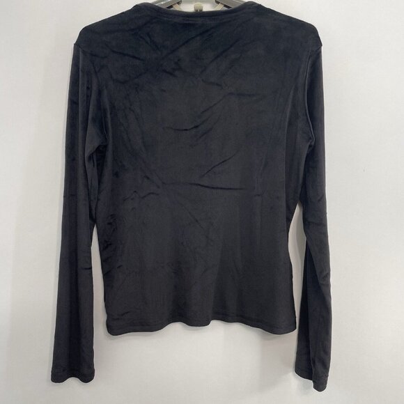 Juicy Couture Pajama Top Sleepwear Rhinestone Bling Logo Velour Black Womens S - Picture 3 of 9